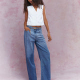 MISSGUIDED Jeans holgados con detalle de cinturon de cadena