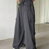 DAZY Pantalones cargo informales con bolsillos de solapa laterales y cintura con cordon ajustable