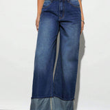 Forever 21 Jeans de cintura alta y pierna ancha con estilo vintage para mujer con bolsillos laterales y efecto desgastado