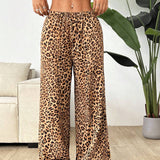 EZwear Pantalones casuales de pierna ancha con estampado de leopardo