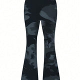 EZwear Pantalones de moda casual para mujer con diseno de campana y estampado de tie-dye