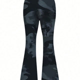 EZwear Pantalones de moda casual para mujer con diseno de campana y estampado de tie-dye