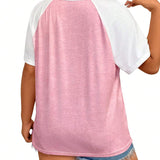 Camiseta de manga raglan grande con bloqueo de colores