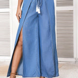 VCAY Pantalones de mezclilla anchos de mujer en color azul, casuales y comodos para vacaciones