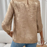 Blusa casual solida con detalles de botones para uso diario