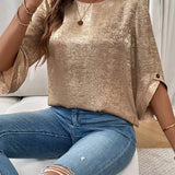 Blusa casual solida con detalles de botones para uso diario