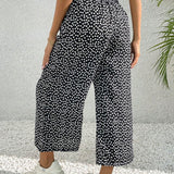 EZwear Pantalones informales de longitud 7/8 con cintura elastica y corte holgado