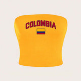 EZwear Top de tubo amarillo estampado para mujer de Columbia, para el verano