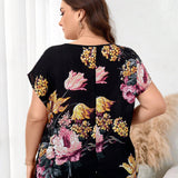 Clasi Blusa de a grande con estampado floral y mangas murcielago