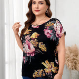 Clasi Blusa de a grande con estampado floral y mangas murcielago