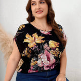 Clasi Blusa de a grande con estampado floral y mangas murcielago