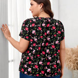 Clasi Blusa de a grande con estampado florar y escote con cerradura