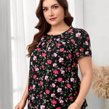 Clasi Blusa de a grande con estampado florar y escote con cerradura