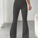 EZwear Pantalones anchos con cinturon de lazo y detalles de encaje para mujer