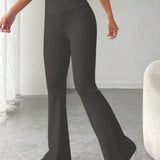 EZwear Pantalones anchos con cinturon de lazo y detalles de encaje para mujer