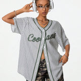 Camiseta de beisbol femenina de estilo callejero de verano con letras impresas de personalidad