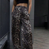 Prive Pantalones anchos informales de estampado de leopardo