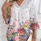 EMERY ROSE Blusa de mujer con estampado floral y escote en V