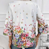 EMERY ROSE Blusa de mujer con estampado floral y escote en V