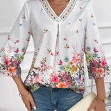 EMERY ROSE Blusa de mujer con estampado floral y escote en V