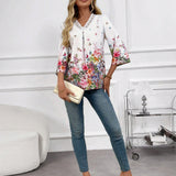 EMERY ROSE Blusa de mujer con estampado floral y escote en V