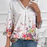 EMERY ROSE Blusa de mujer con estampado floral y escote en V