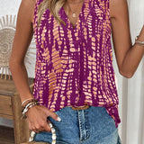 Blusa con estampado completo y escote en V para el verano