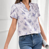 Blusa con estampado floral y mangas en forma de petalo para uso diario