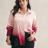 BIZwear Camisa casual y holgada para mujeres de a grande con impresion de degradado, primavera/verano