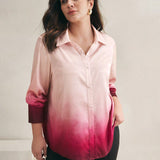 BIZwear Camisa casual y holgada para mujeres de a grande con impresion de degradado, primavera/verano