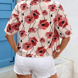 Camisa de hombro caido con estampado floral