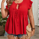 Top de verano para mujer de a grande de estilo Babydoll rojo de vacaciones