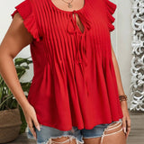 Top de verano para mujer de a grande de estilo Babydoll rojo de vacaciones