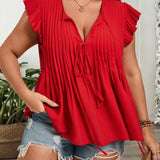 Top de verano para mujer de a grande de estilo Babydoll rojo de vacaciones