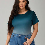 Body de color degradado a grande para mujer, blusas casuales para salir, esenciales de vuelta al colegio, estilo preppy