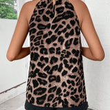 Camisa Sin Mangas Diaria Simple Con Estampado De Leopardo Para Mujer