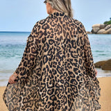 CURVE+ Top de leopardo transparente para mujer de a grande para el atuendo de concierto de pais de verano