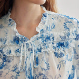 MOTF PREMIUM Blusa ligera con estampado floral y cuello lazo