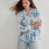 MOTF PREMIUM Blusa ligera con estampado floral y cuello lazo