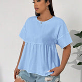 Camisa de a grande para mujer estilo babydoll, blusa de tela trasera