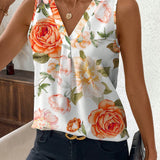 Camisa casual sin mangas con estampado floral, perfecta para el verano