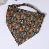 1 pieza Bandana de estilo gotico de Halloween con patron eagerado de calavera y fantasma de calabaza