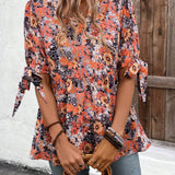 EMERY ROSE Camisa informal de verano con estampado floral y cuello con muescas