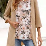 EMERY ROSE Camisa de mujer de verano informal con estampado floral 2 en 1 con mangas 3/4