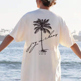 Camiseta casual de playa con estampado de arbol de coco