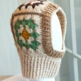 1 pieza Gorro de balaclava de punto a mano con bloque de color y cuello abrigado, accesorio de a de invierno hecho a mano para mujeres