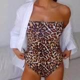 Body de mujer a grande de verano con estampado de leopardo y cordon lateral tipo bandeau