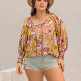 Rusttydustty Blusa suelta bohemia de a grande para mujer, ideal para vacaciones en la playa