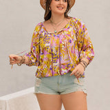 Rusttydustty Blusa suelta bohemia de a grande para mujer, ideal para vacaciones en la playa