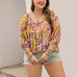 Rusttydustty Blusa suelta bohemia de a grande para mujer, ideal para vacaciones en la playa